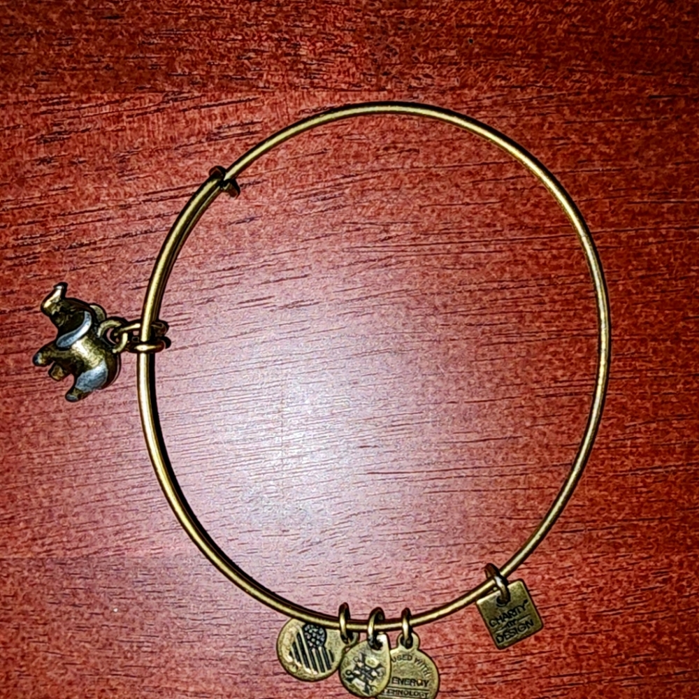 Alex and Ani Brass  Elephant Charm Bangle Bracelet